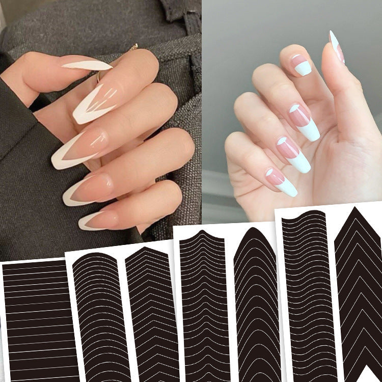 Nail Art French Sticker Paper Internet Celebrant Explosion Crescent Smile Line Auxiliary Sticker Nail Decoration Small Pattern Wavy Line Patch