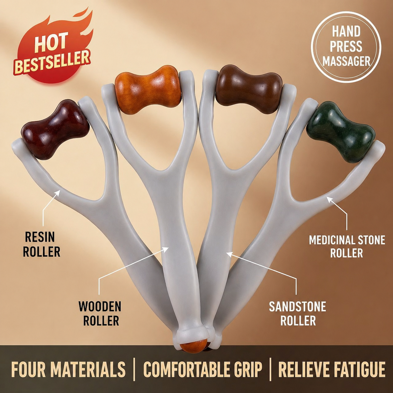 Hand Joint Meridian Massager - Stone Roller Finger Tool