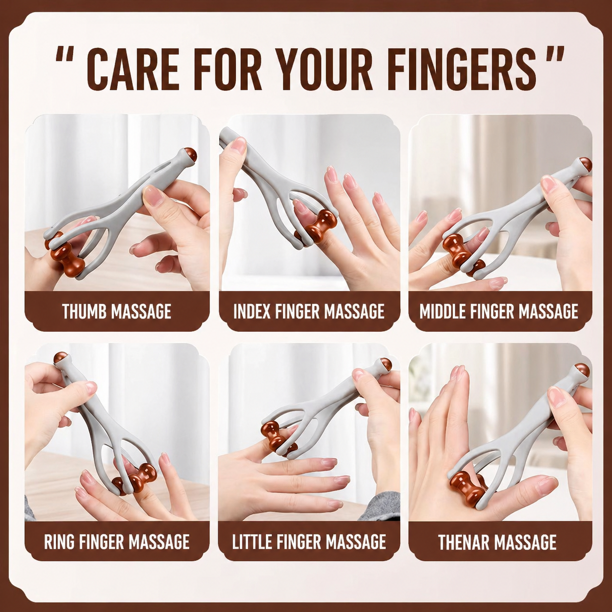 Hand Joint Meridian Massager - Stone Roller Finger Tool