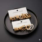12 Pair Fashion Earring Set - Gold Hoops & Resin Drops