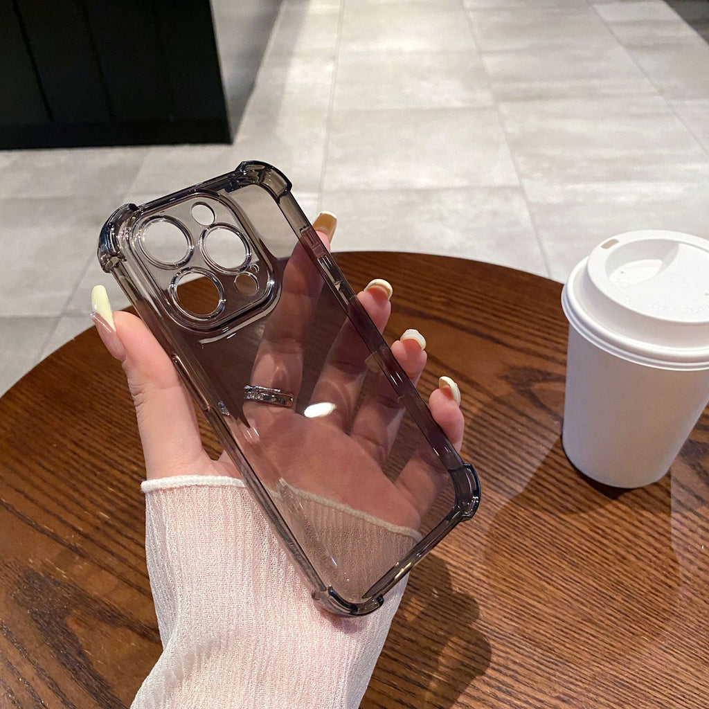 Suitable for Iphone17 Transparent Mobile Phone 15Promax Four-Corner Anti-Fall Space Shell Protective Cover Apple 16E Airbag