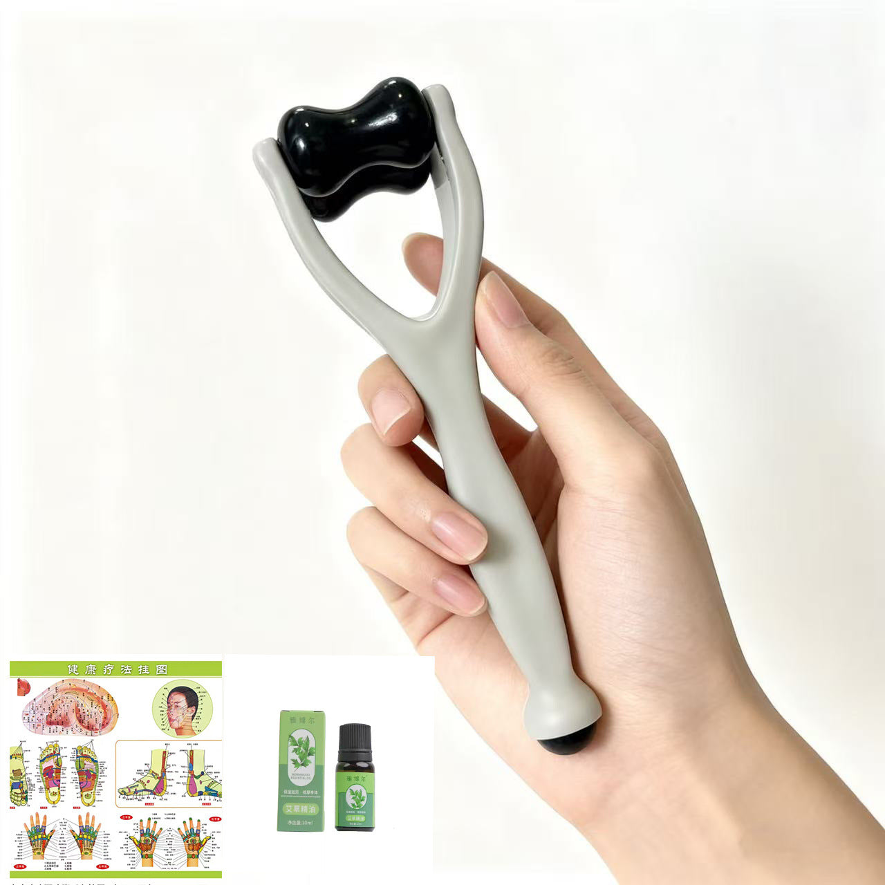 Finger Massager, Stone Roller Massage Clip, Hand Joint Meridian Dredging, Thinning and Lengthening, Finger Scraping Artifact
