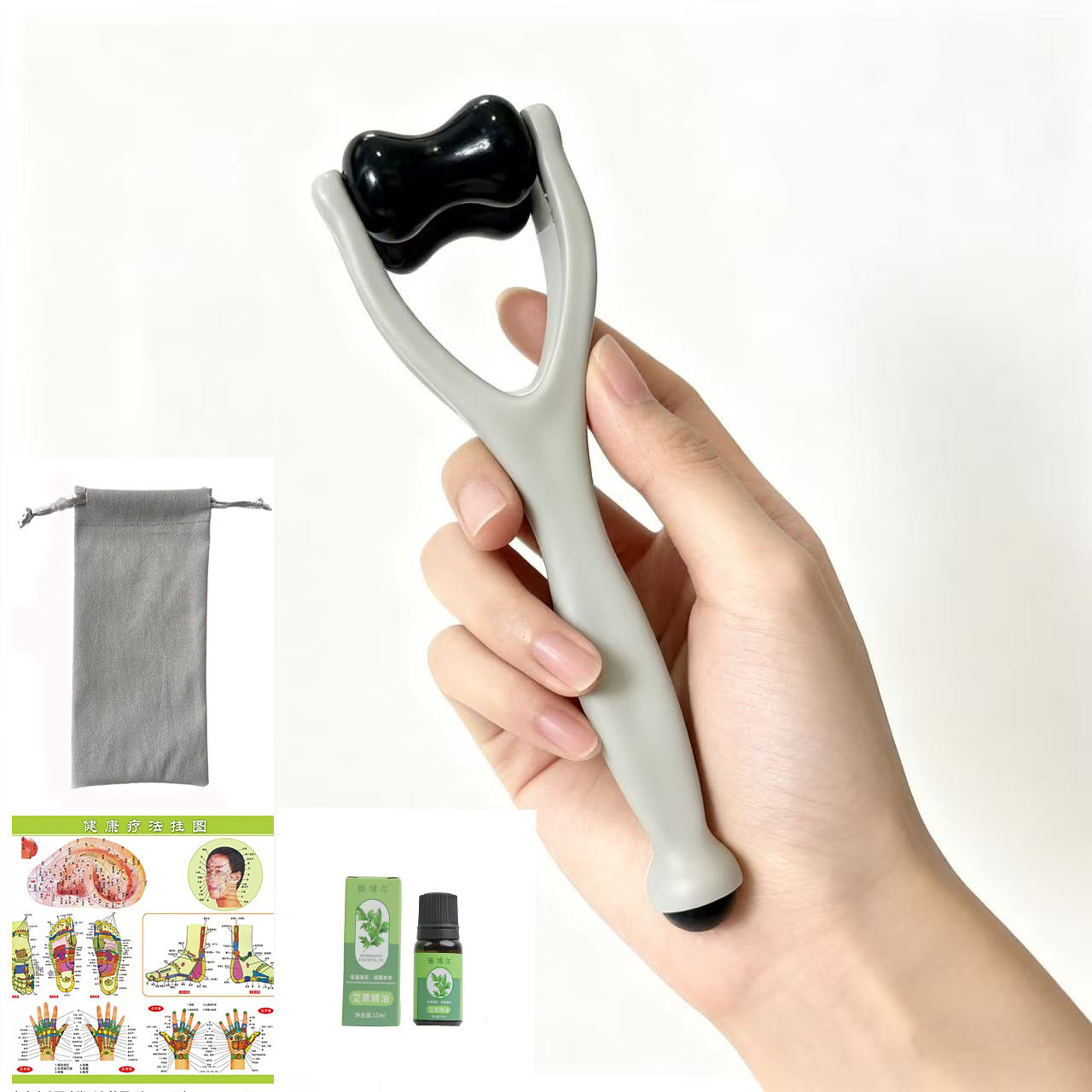 Finger Massager, Stone Roller Massage Clip, Hand Joint Meridian Dredging, Thinning and Lengthening, Finger Scraping Artifact