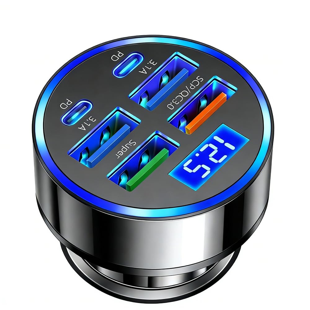 Universal 6-in-1 Car Charger - Multi-Device Fast Hub