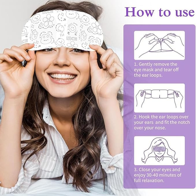 Steam Eye Mask for Dry Eyes Relaxing Warm Sleep Mask