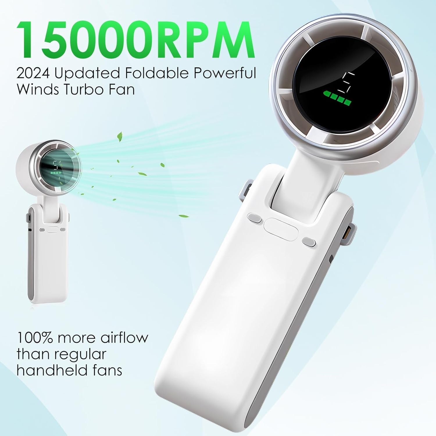 Turbo Handheld Fan with Digital Display 100 Speed Pro
