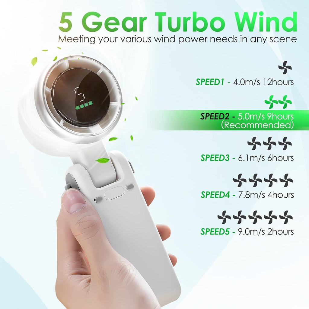 Turbo Handheld Fan with Digital Display 100 Speed Pro