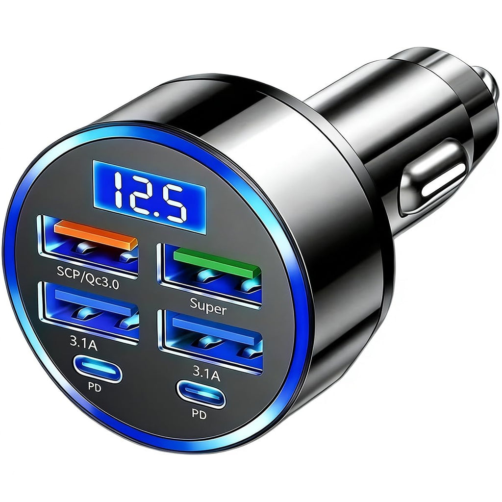 Universal 6-in-1 Car Charger - Multi-Device Fast Hub
