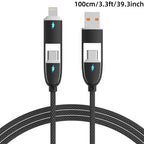4-in-1 60W Fast Charging Cable - USB-C Multi-Charger