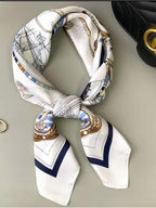 Nautical Silk Satin Square Scarf Anchor Print Wrap