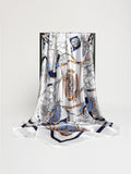 Nautical Silk Satin Square Scarf Anchor Print Wrap