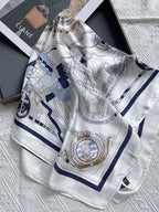 Nautical Silk Satin Square Scarf Anchor Print Wrap