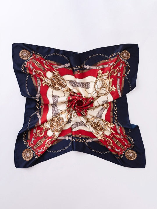 Vintage Baroque Silk Satin Square Scarf Luxury Shawl