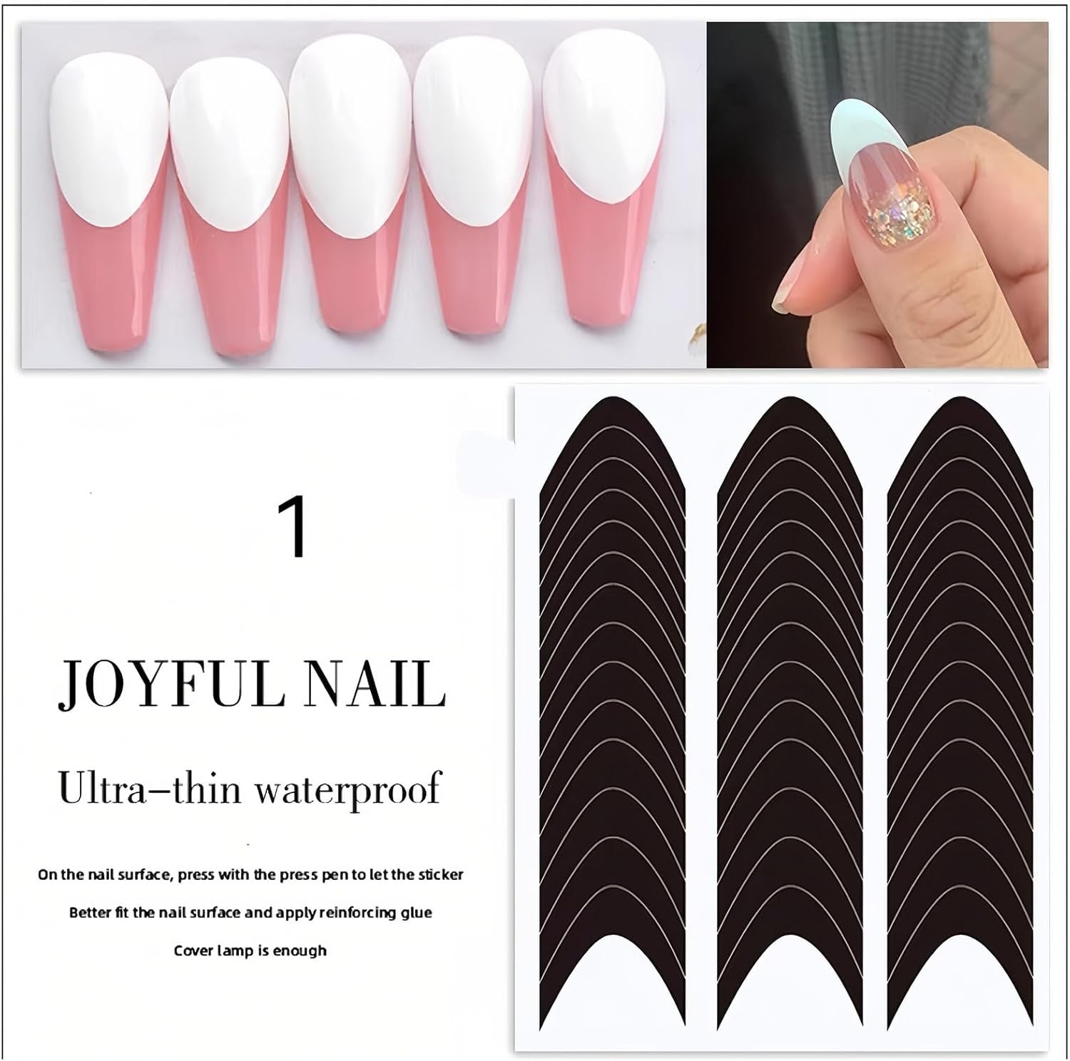 French Tip Nail Stickers - Crescent Smile Line Guides