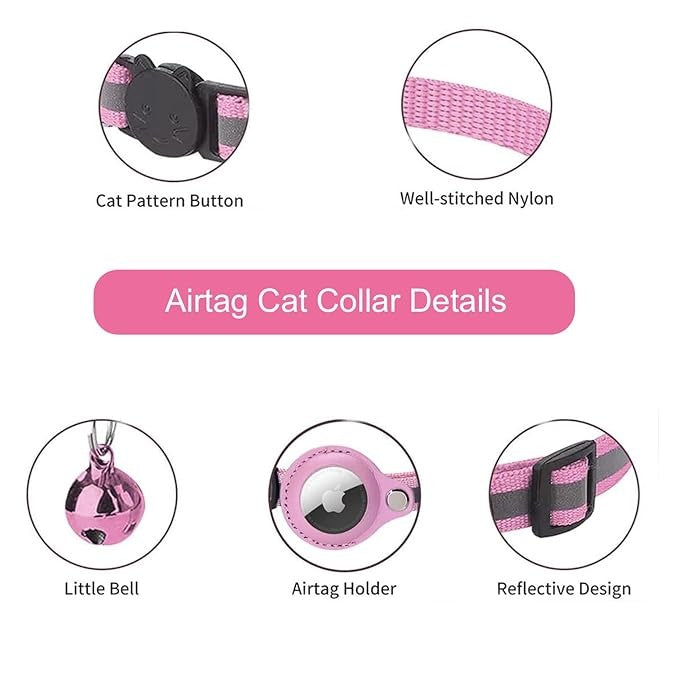 Reflective AirTag Cat Collar — Integrated Safety Design